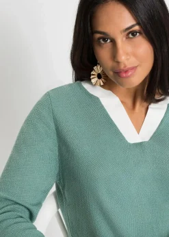 Feinstrickpullover mit Bluseneinsatz