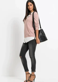 Feinstrickpullover mit Bluseneinsatz