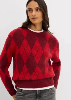 Feinstrickpullover mit Karomuster