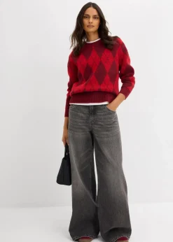 Feinstrickpullover mit Karomuster