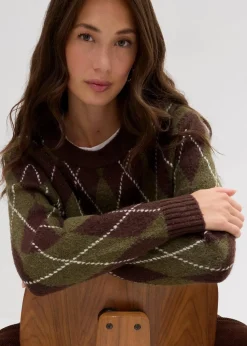 Feinstrickpullover mit Karomuster