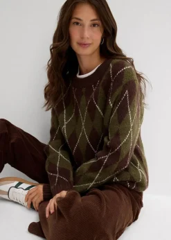 Feinstrickpullover mit Karomuster