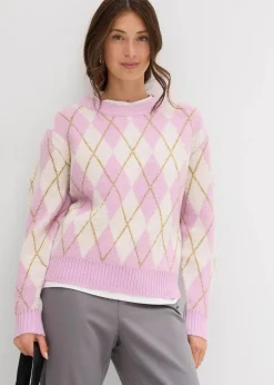 Feinstrickpullover mit Karomuster