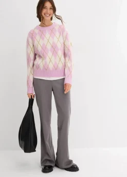 Feinstrickpullover mit Karomuster