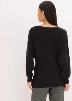 Feinstrickpullover mit Pailletten
