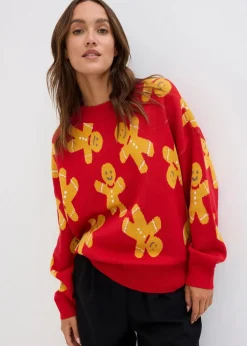 Feinstrickpullover mit Rundhals, oversized