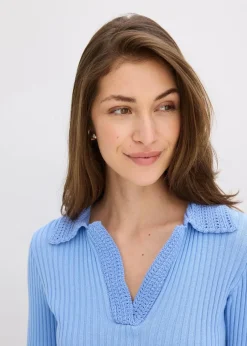 Feinstrickpullover mit schmückendem Kragen