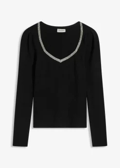 Feinstrickpullover mit Schmuck-Detail