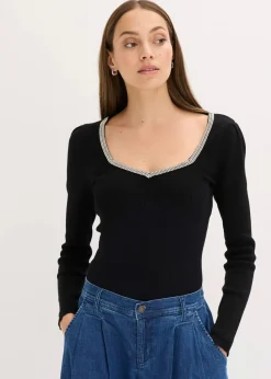 Feinstrickpullover mit Schmuck-Detail