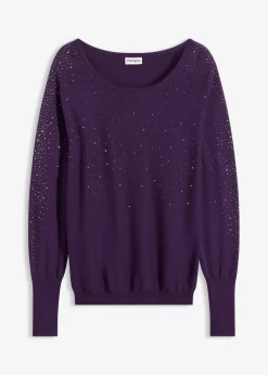 Feinstrickpullover mit Strass-Applikation