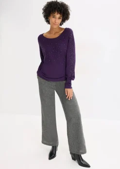 Feinstrickpullover mit Strass-Applikation