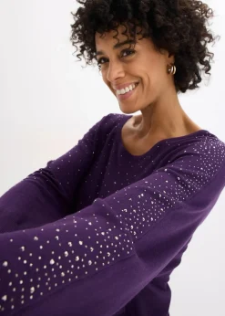 Feinstrickpullover mit Strass-Applikation