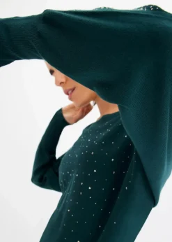 Feinstrickpullover mit Strass-Applikation