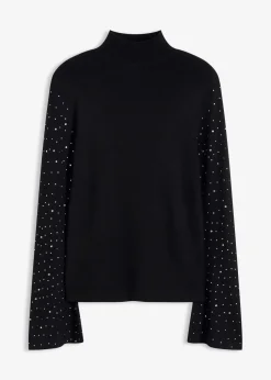 Feinstrickpullover mit verzierten Trompetenärmeln