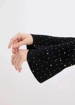 Feinstrickpullover mit verzierten Trompetenärmeln