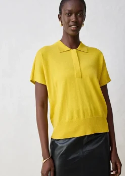 Feinstrickpullover mit Wollanteil und Polokragen