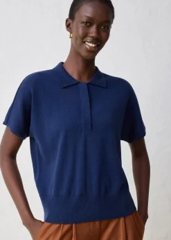 Feinstrickpullover mit Wollanteil und Polokragen