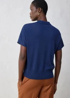 Feinstrickpullover mit Wollanteil und Polokragen