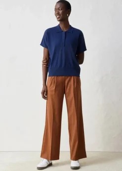 Feinstrickpullover mit Wollanteil und Polokragen