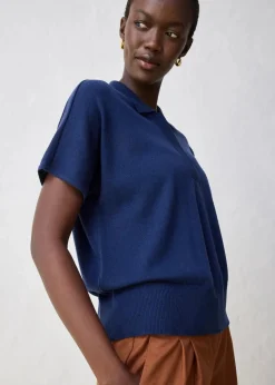 Feinstrickpullover mit Wollanteil und Polokragen