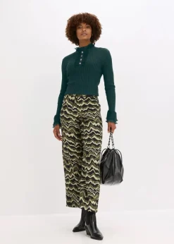 Feinstrick-Shirt mit Chiffon-Volants