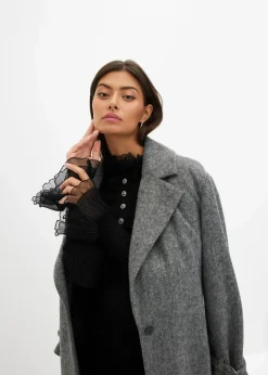 Feinstrick-Shirt mit Chiffon-Volants