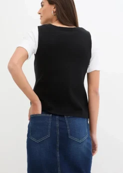 Feinstrick-Weste mit Knöpfen