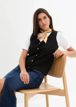 Feinstrick-Weste mit Knöpfen