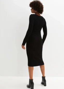 Figurbetontes Strickkleid mit Zopf-Detail