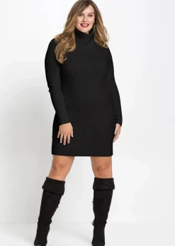 Figurbetontes Strickkleid mit Rollkragen