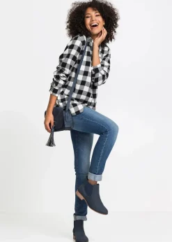 Flanell-Longbluse aus reiner Baumwolle