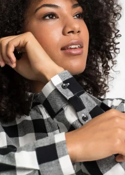 Flanell-Longbluse aus reiner Baumwolle