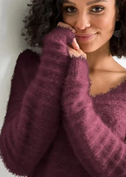 Flauschiger Long-Pullover