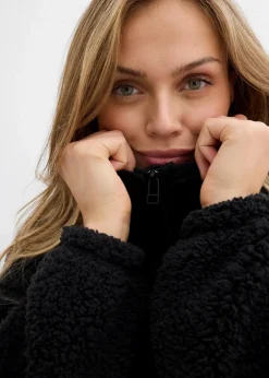 Fleeceshirt mit Stehkragen