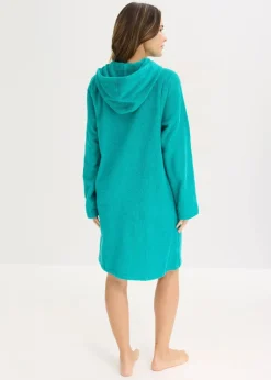 Frottee Bademantel aus Bio-Baumwolle mit Reißverschluss