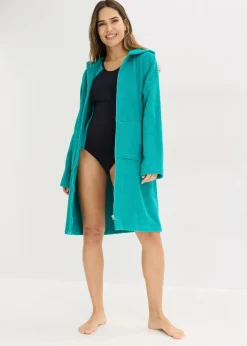 Frottee Bademantel aus Bio-Baumwolle mit Reißverschluss