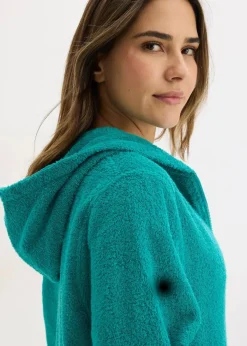 Frottee Bademantel aus Bio-Baumwolle mit Reißverschluss