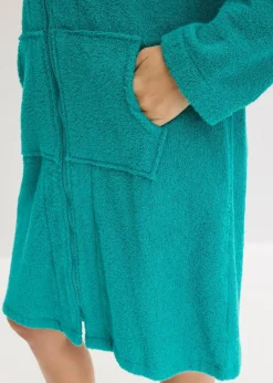 Frottee Bademantel aus Bio-Baumwolle mit Reißverschluss