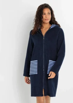 Frottee Bademantel aus Bio-Baumwolle mit Reißverschluss