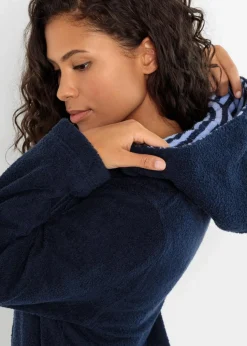 Frottee Bademantel aus Bio-Baumwolle mit Reißverschluss