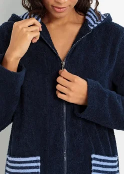 Frottee Bademantel aus Bio-Baumwolle mit Reißverschluss