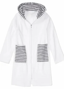 Frottee Bademantel aus Bio-Baumwolle mit Reißverschluss