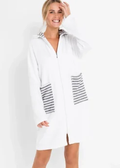 Frottee Bademantel aus Bio-Baumwolle mit Reißverschluss