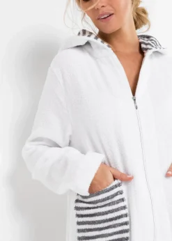 Frottee Bademantel aus Bio-Baumwolle mit Reißverschluss