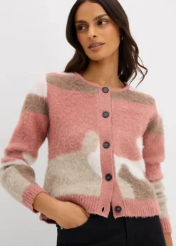 Gemusterte Strickjacke mit Knopfleiste