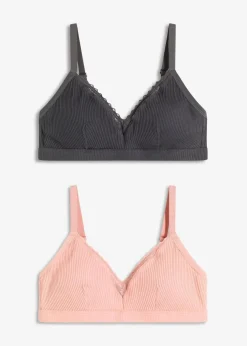 Gepolstertes Bralette ohne Bügel mit Bio-Baumwolle (2er Pack)