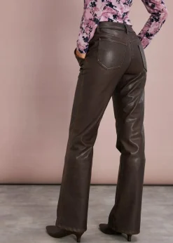 Gerade Lederimitat-Hose