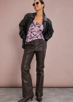 Gerade Lederimitat-Hose