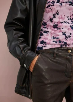 Gerade Lederimitat-Hose