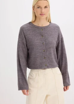 Gerippte Feinstrickjacke